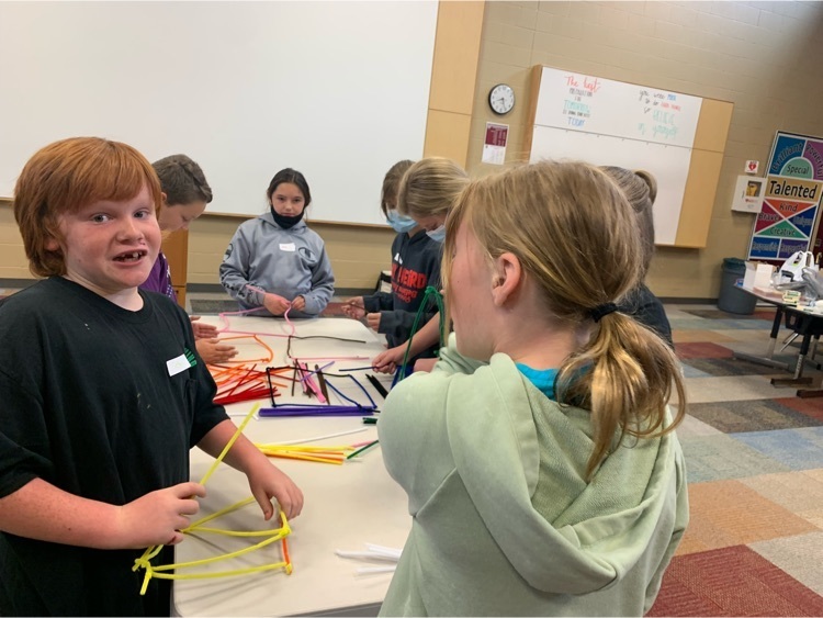 students building with pipe cleaners