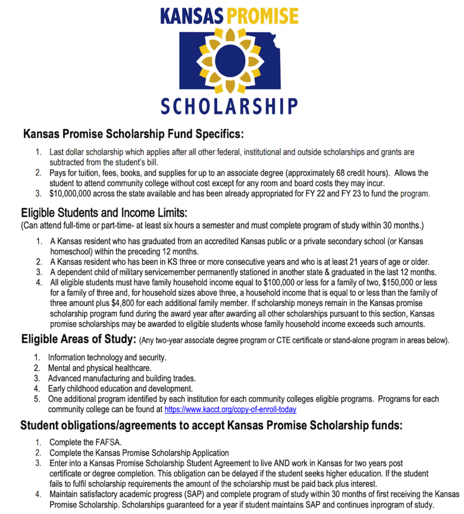 Kansas promise scholarship details