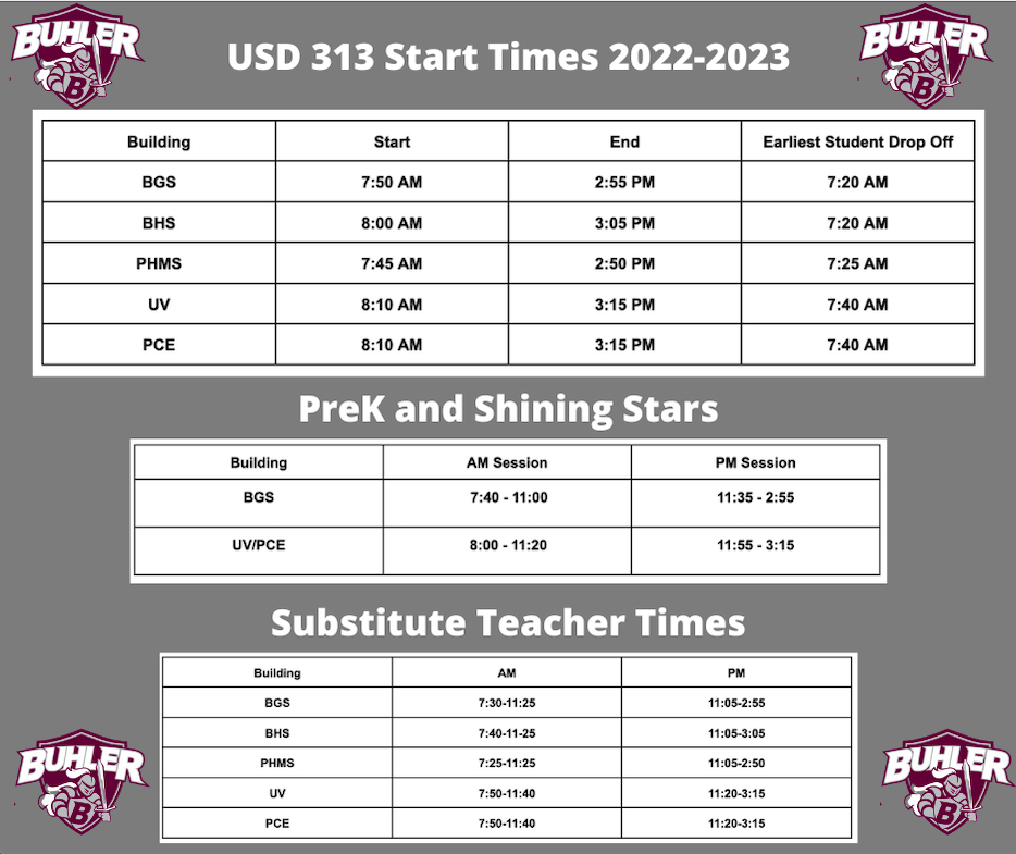 start times 2022-2023