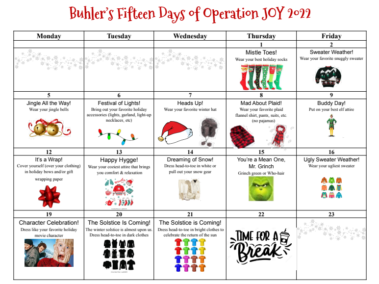 Operation Joy calendar