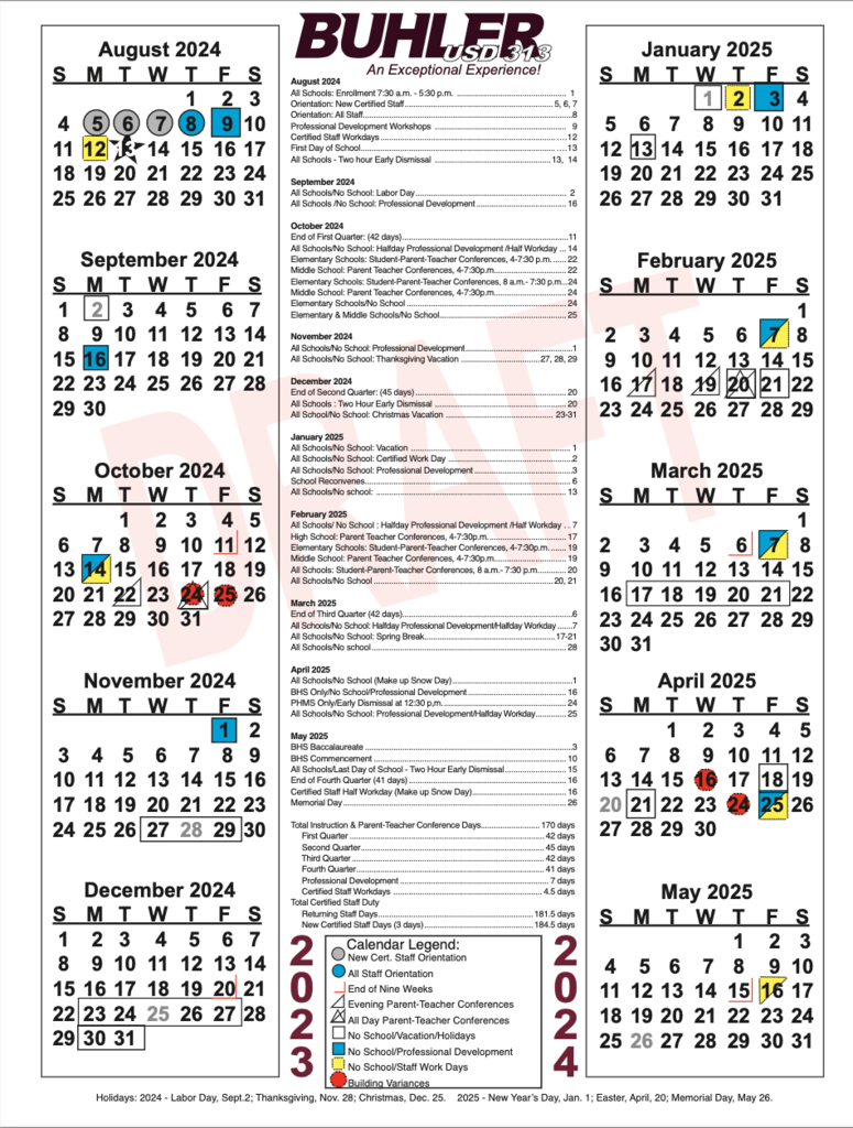 one page calendar